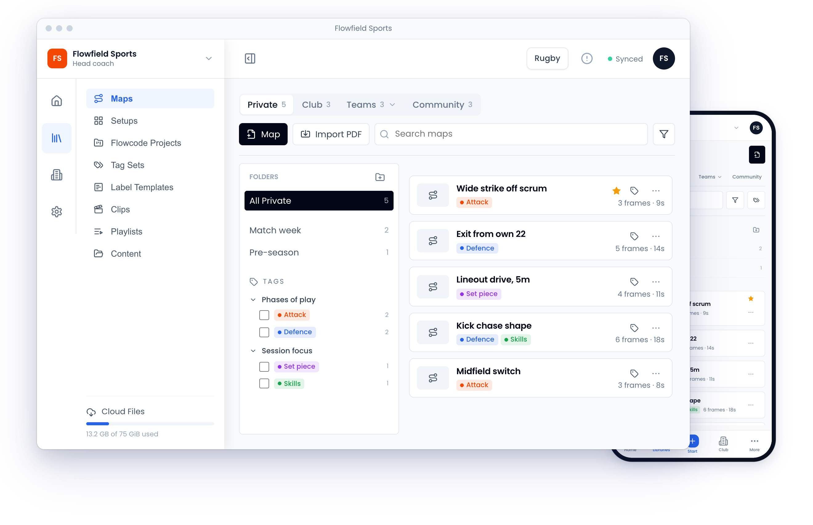 Flowfield workspace with shared team libraries